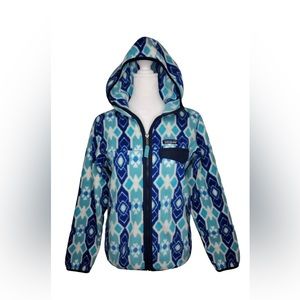 PATAGONIA Synchilla Med Full Zip Fleece Hooded Jacket Aztec Tribal RARE EUC